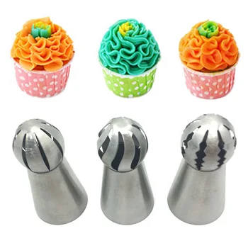 

3 pcs Stainless Steel Russian Ball Nozzles Set Icing Piping Tips Pastry Cream Tube Cake Decorating Tools
