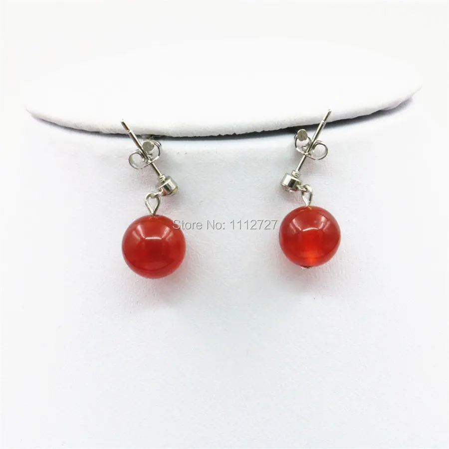 

Fashion Personality Round Red Created Earrings Natural Stone Beads Stud Earrings Round Jewelry Making Hand Made Ornaments 10mm