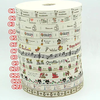 

HOT 20mm x100m(328ft) Print Cotton Webbing 40S Plain Weave Sewing Tape 0.8''Bias Binding Ribbon Patterned tademark free shipping