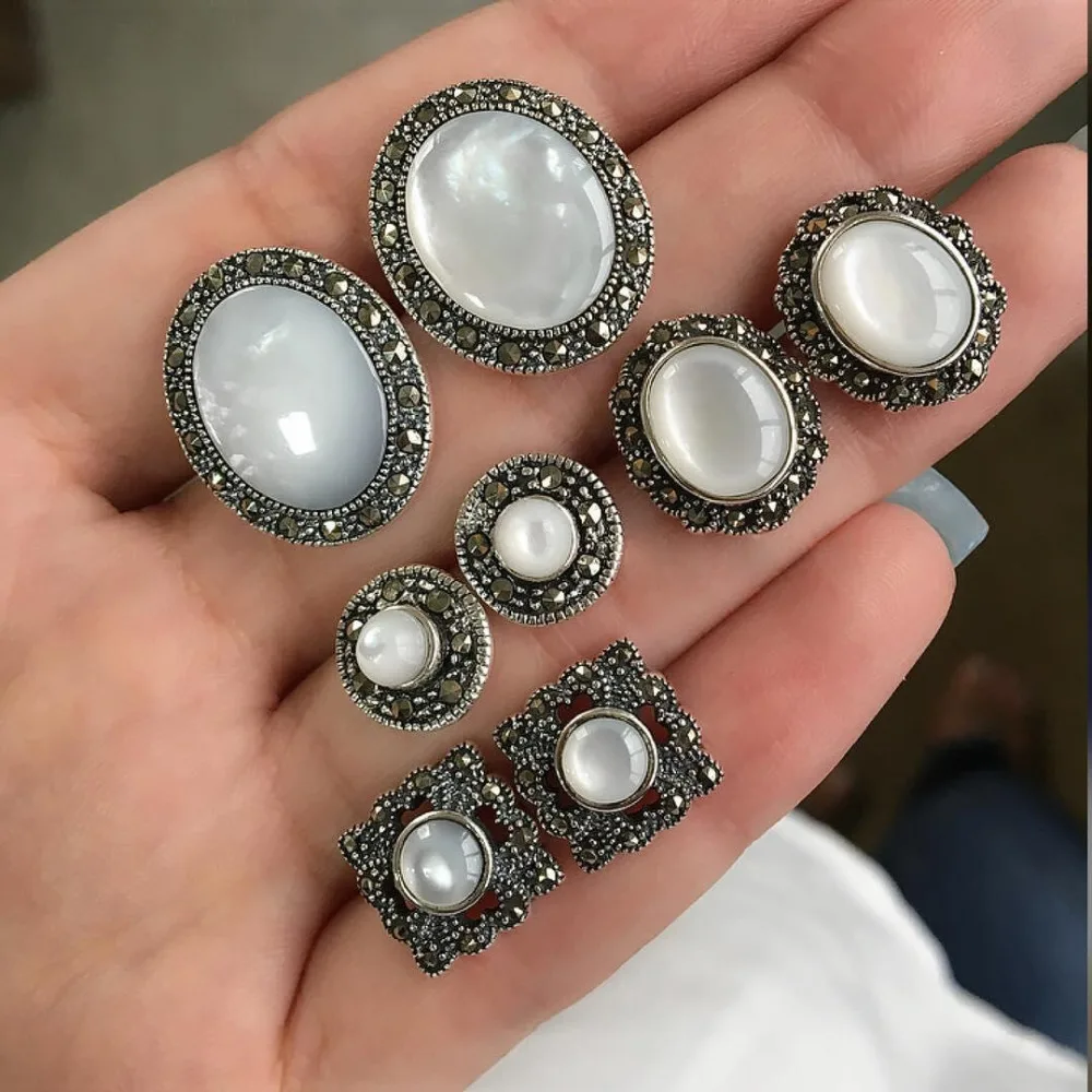 

4 Pairs/Set Statement Stud Earrings For Women Cobblestone Shaped Rhinestone Drop Ear Jewelry Vintage Earring Fashion Jewelry