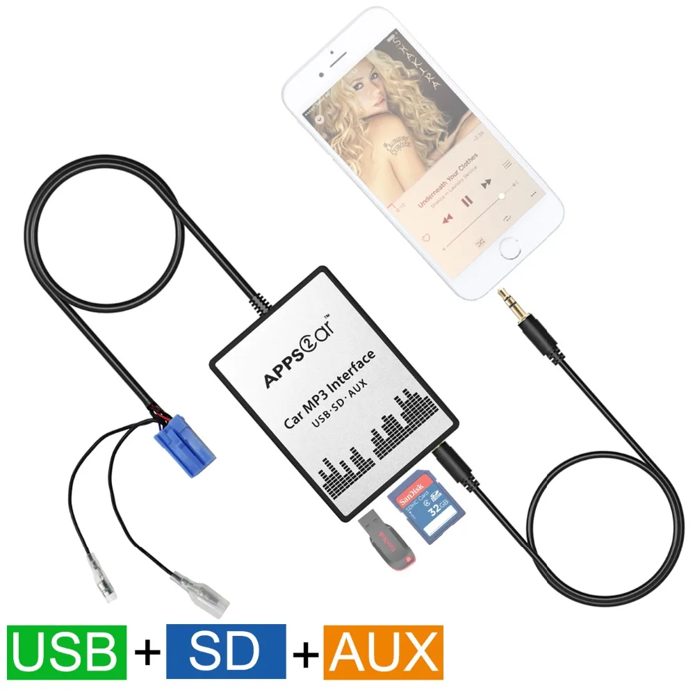 Автомобильный Радио USB SD AUX Mp3 музыкальный адаптер цифровой CD Changer интерфейс для Alfa