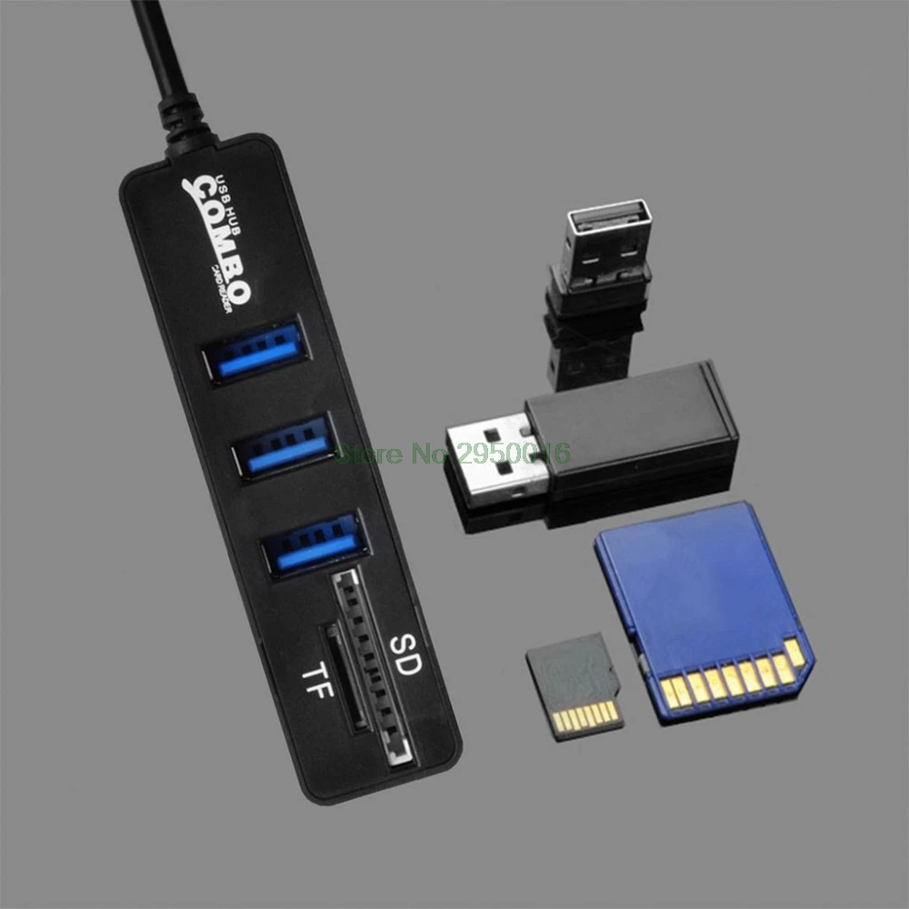 1 шт. черный 3 Порты и разъёмы USB 2,0 Hub разветвитель Combo USB 3 Порты 3,1 Тип C OTG кабель памяти SD/TF кард-ридер для iMac MacBook для Android C26