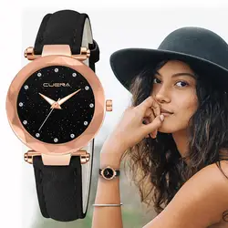2019 модные повседневные женские кожаные часы CUENA аналоговые кварцевые бриллиантовые Наручные часы наручные часы женские часы Relogio Feminino