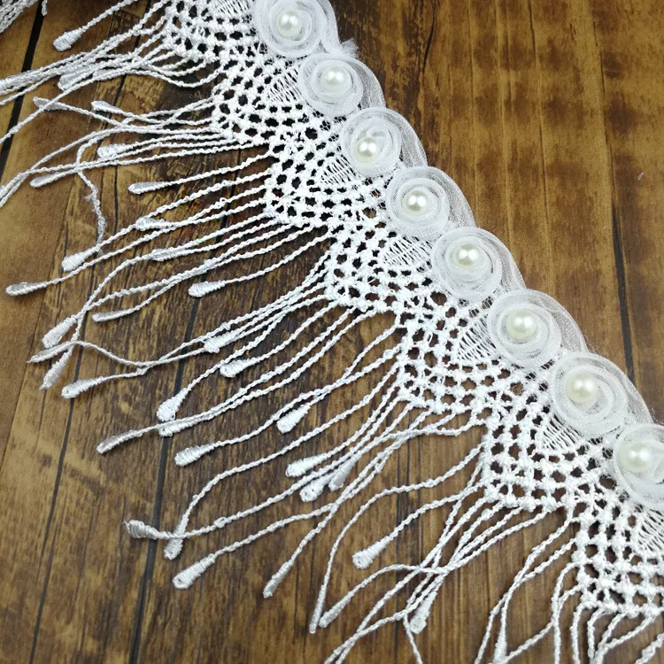 15Yards New DIY Sewing Craft Beaded Pearl Trim White Embroidered