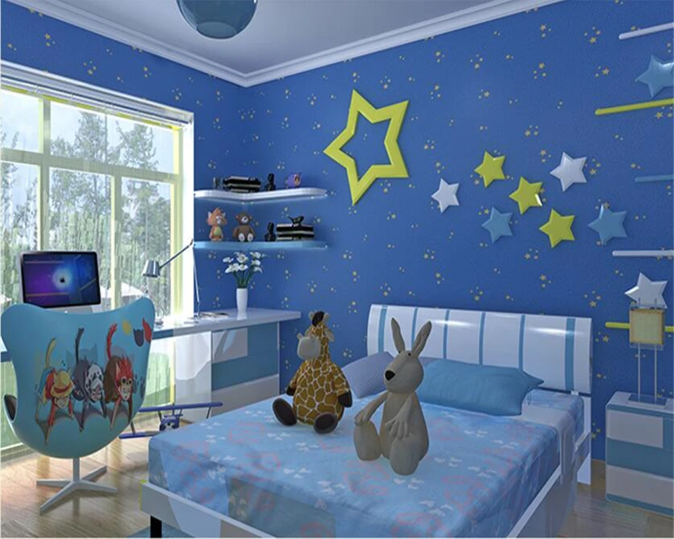 Beibehang Cartoon Umwelt Leucht Vliesstoffe Tapete Kinderzimmer Sterne Junge Madchen Schlafzimmer Hintergrund Papel De Parede Tapety Nonwoven Wallpaper Papel De Paredepapel De Aliexpress