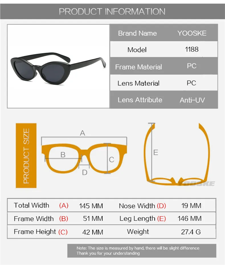 YOOSKE маленькие овальные солнцезащитные очки кошачий глаз женские ретро очки черные красные желтые солнцезащитные очки для женщин винтажные солнцезащитные очки Летний стиль
