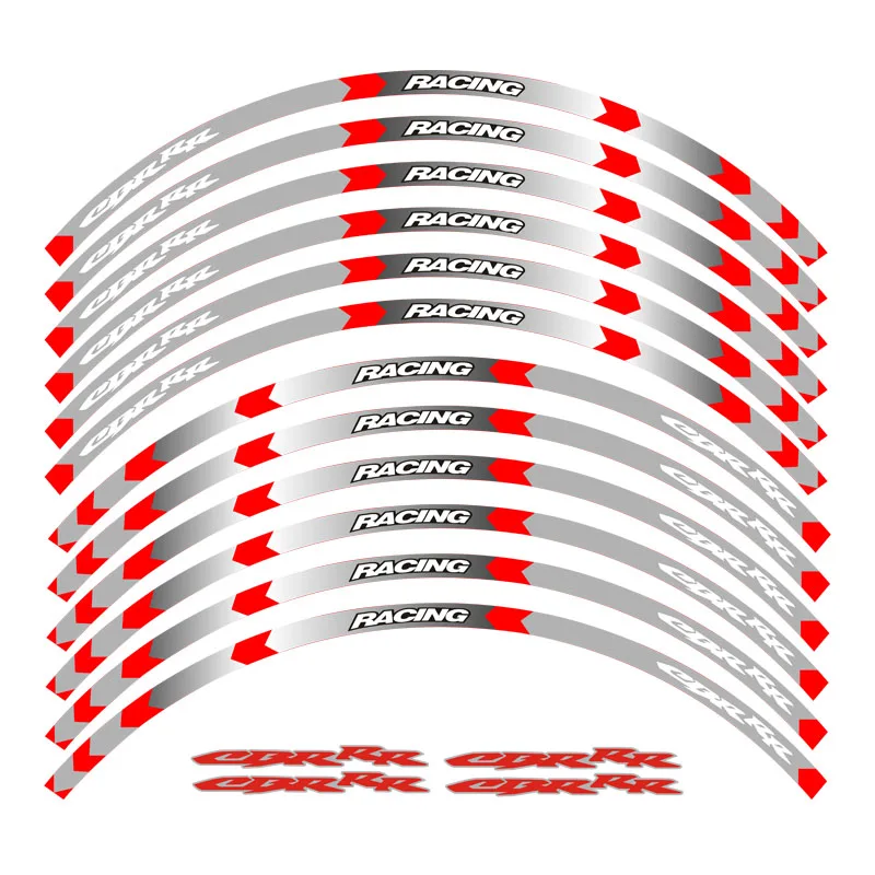 Лидер продаж высокое качество мотоциклетные колеса наклейка светоотражающие обод велосипед подходит для Honda CBR RR CBR CBR1000 600RR 650R 300R - Цвет: CBR RR B Red