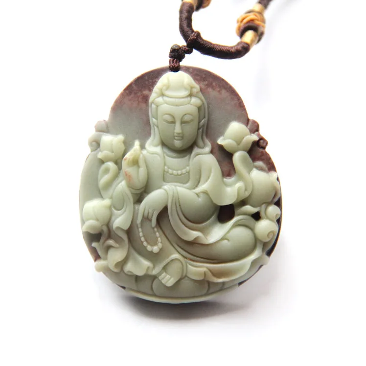 Pure hand carved guanyin pendant tie-in beads charm men and women style children's | Украшения и аксессуары