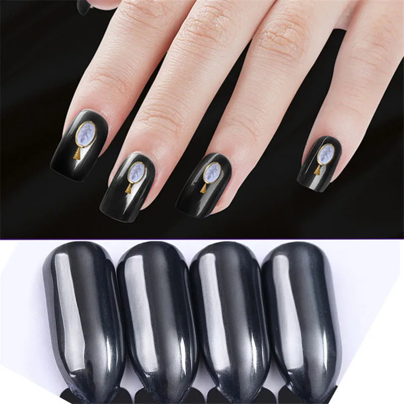 

1G Magic Mirror Black Nail Glitter Powder Smooth Nail Art Chrome Pigment Dust Manicure DIY Nail Decorations