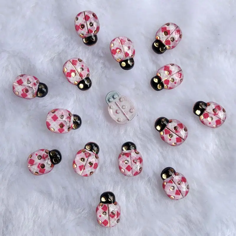 

60pcs 9*13mm Smooth surface Cute Colorful Beetle Flat back Rhinestone Cabochon appliques DIY Wedding scrapbook craft