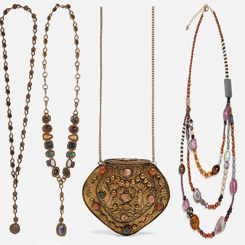 

Miwens 2019 Za Newest 26 Designs Metal Resin Stone Long Necklace Women Bohemia Vintage Ethnic Chain Charm Jewelry Factory A822