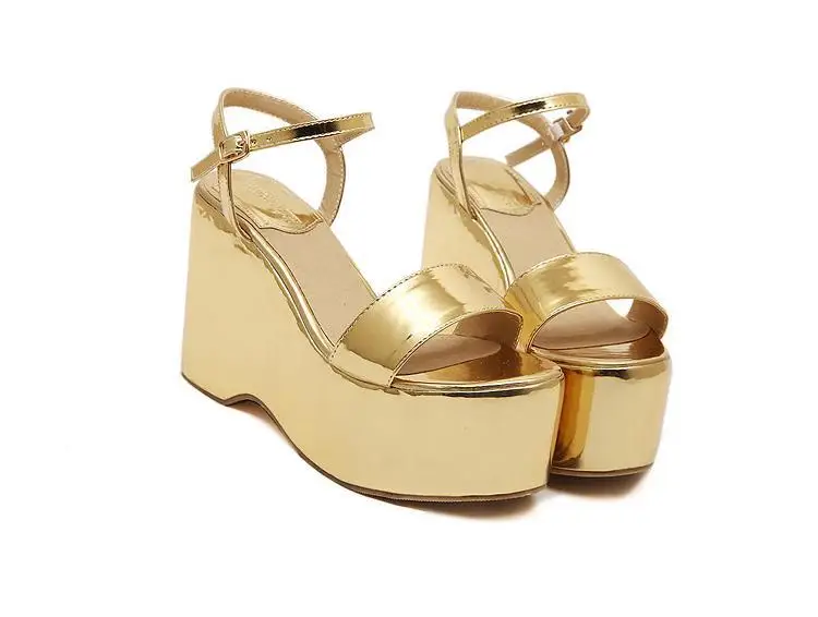 gold platform wedge sandals