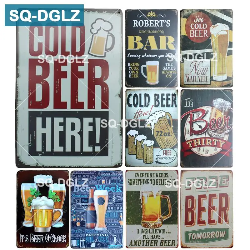 [SQ DGLZ] New COLD BEER HERE Tin Sign Bar Wall Decor Club Metal Crafts