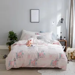 100% хлопок Розовый Единорог постельный комплект для детей Twin простынь для двуспальной кровати установлен лист одеяло покрывало, Комплект