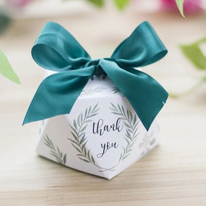 Европейская Алмазная форма зеленый лист лес стиль романтическая коробка для конфет свадебный подарок вечерние принадлежности спасибо подарочная коробка