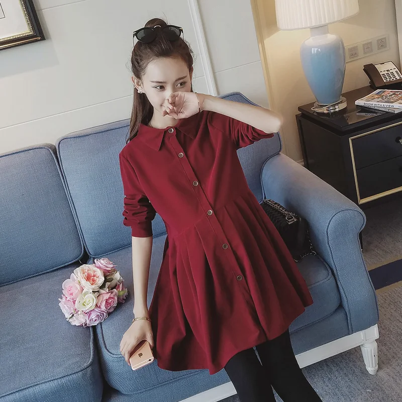 

Pregnant Spring Fall Long Sleeve Blouse Maternity Clothes Single Breasted Tops Clothes Casual Shirts for Pregnancy Women B268