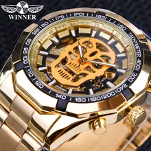 Forsining Golden Stainless Steel Skull Steampunk Transparent Mechanical Mens Automatic Skeleton Wrist Watches Top Brand Luxury Forsining Golden Stainless Steel Skull Steampunk Transparent Mechanical Mens Automatic Skeleton Wrist Watches Top Brand Luxury