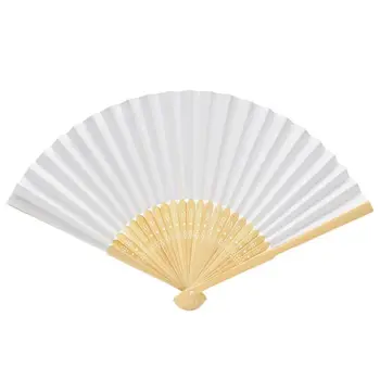 

Hot Sale 20pcs/lot Bamboo Folding Elegant Paper Hand Fan Wedding Party Favors 21cm(white)