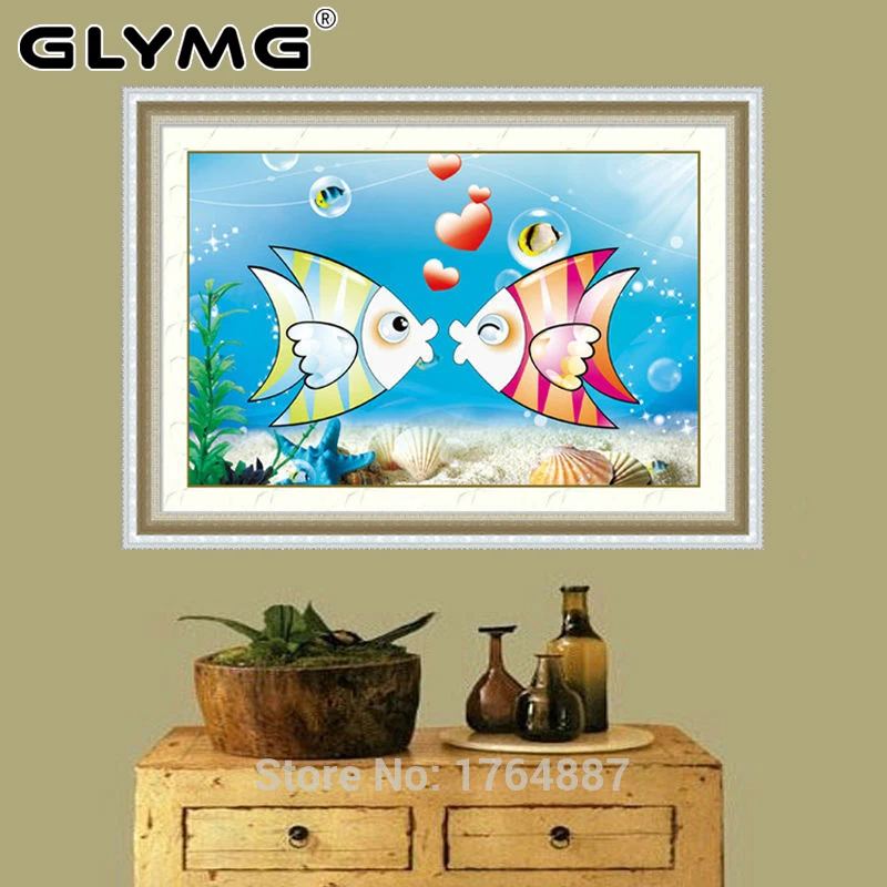 5D Diy Diamond Embroidery Article 2 the Fish Kiss Love Rubik