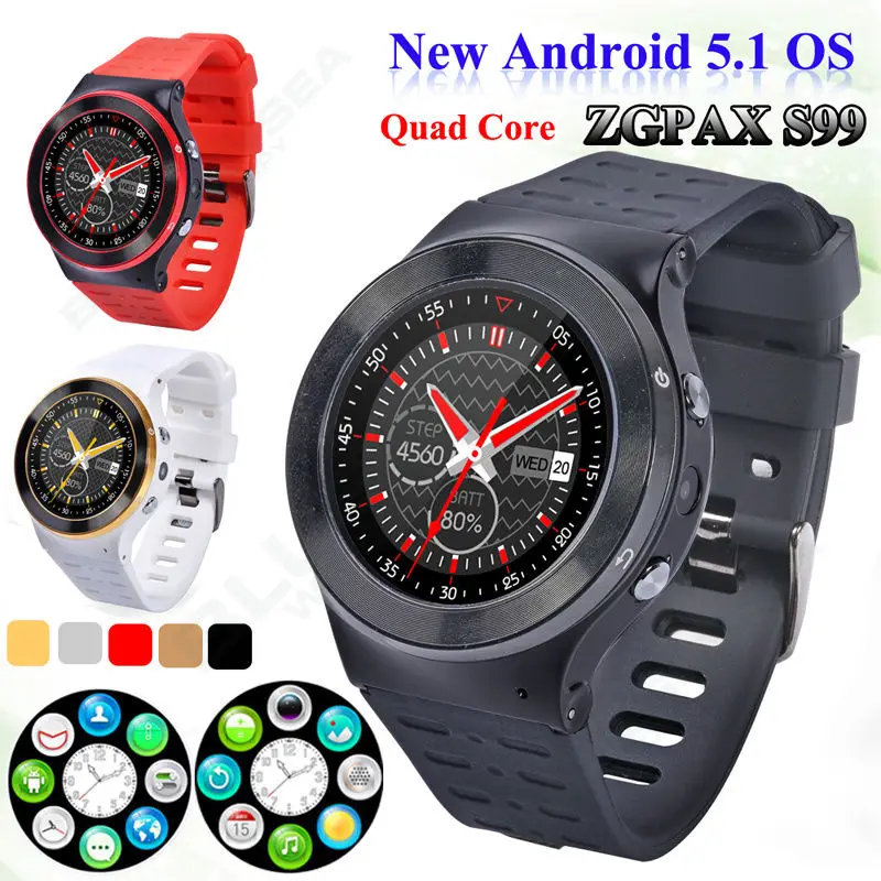 Free shipping ZGPAX S99 3G HD font b Smartwatch b font Android 5 1 1 33