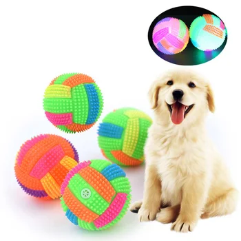

Colorful Flash Light Up Pets Dog Ball Toys Funny Interactive Elasticity Balls Small Medium Dogs Squeak /Traning /Chew Toys 6cm