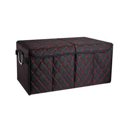 ПУ Кожаные Швейные автомобильные органайзеры для багажника водонепроницаемые складные Портативная сумка для инструментов органайзер для багажника Авто складной ящик для хранения - Название цвета: black red thread L