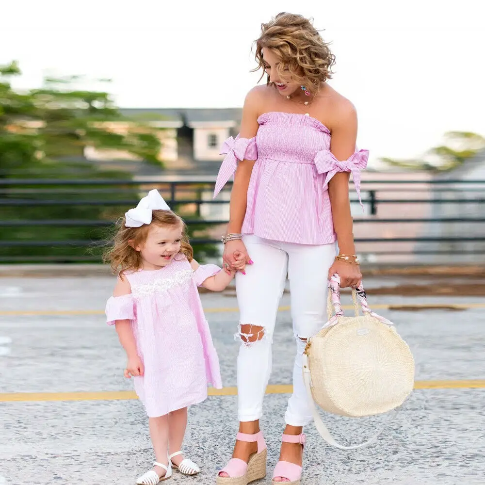 IMCUTE Family Matching Clothes Mother and Daughter Outfit Pink Kids Dresses