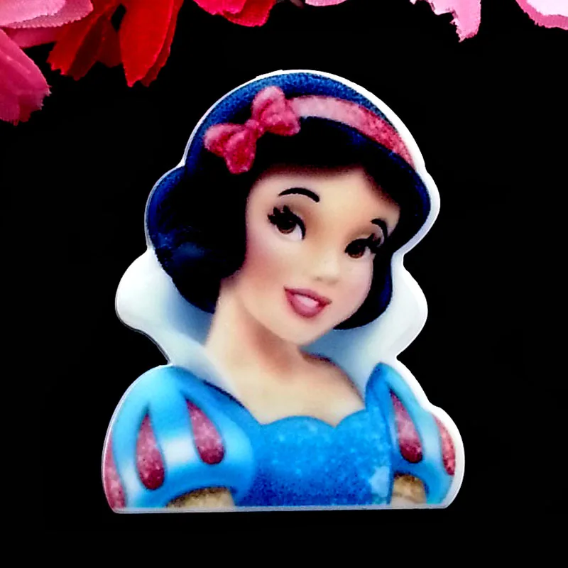 

40pcs/Lot 37x30mm Princess Snow White Face Planar Resin Flatback Cartoon Movie Charactor Cabochon Flat Back Hair Bow Center