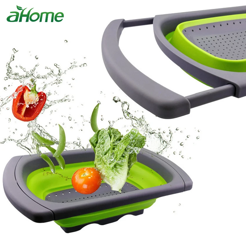 

Kitchen Retractable Vegetable Fruit Washing Drain Basket Over Sink Drain Rack Colander Strainer Drying Rack Kitchen Storage Tool