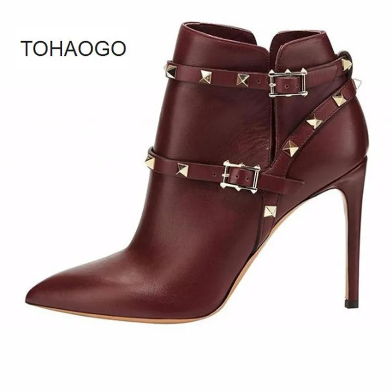 

Fashion rivet high heel women's shoes Spring fine heels handmade custom women's shoes Sexy pointed Heels women pumps