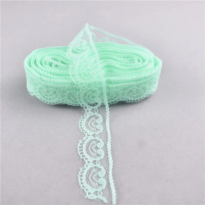 

Wholesale Light Green african lace fabri 10Yards Decoration 22mm Wide Bilateral Handicrafts Embroidered Lace Ribbon Trim Wedding
