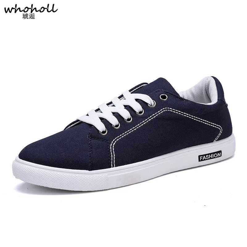 

WHOHOLL 2019 New Spring Autumn Men Male Casual Canvas Shoes Breathable Fashion Men Sliod Lace Up Slip Sneaker Flats Shoes 39-44