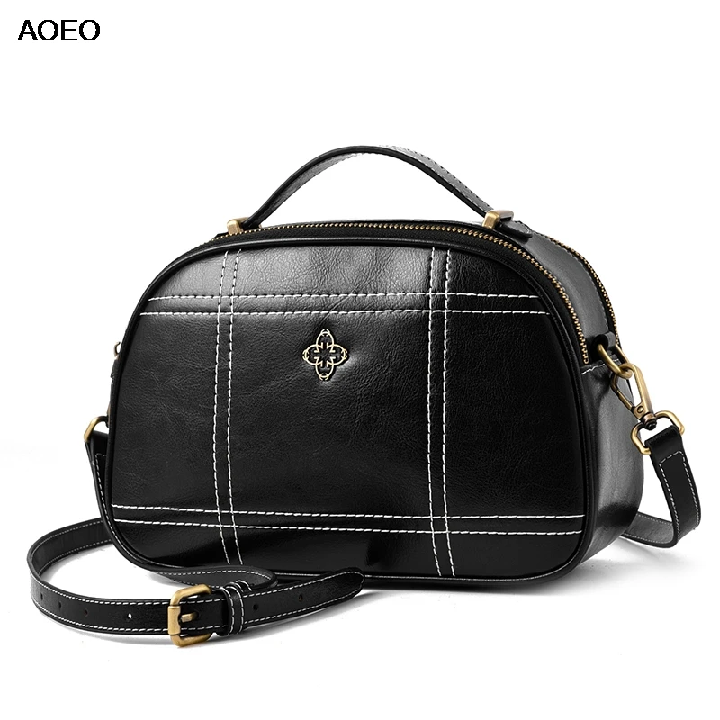AOEO سيدة Crossbody حقائب للنساء حقيبة يد العلامة التجارية الفاخرة انقسام جلد 2019 شحن اثنين الكتف حزام حقيبة ساعي الإناث
