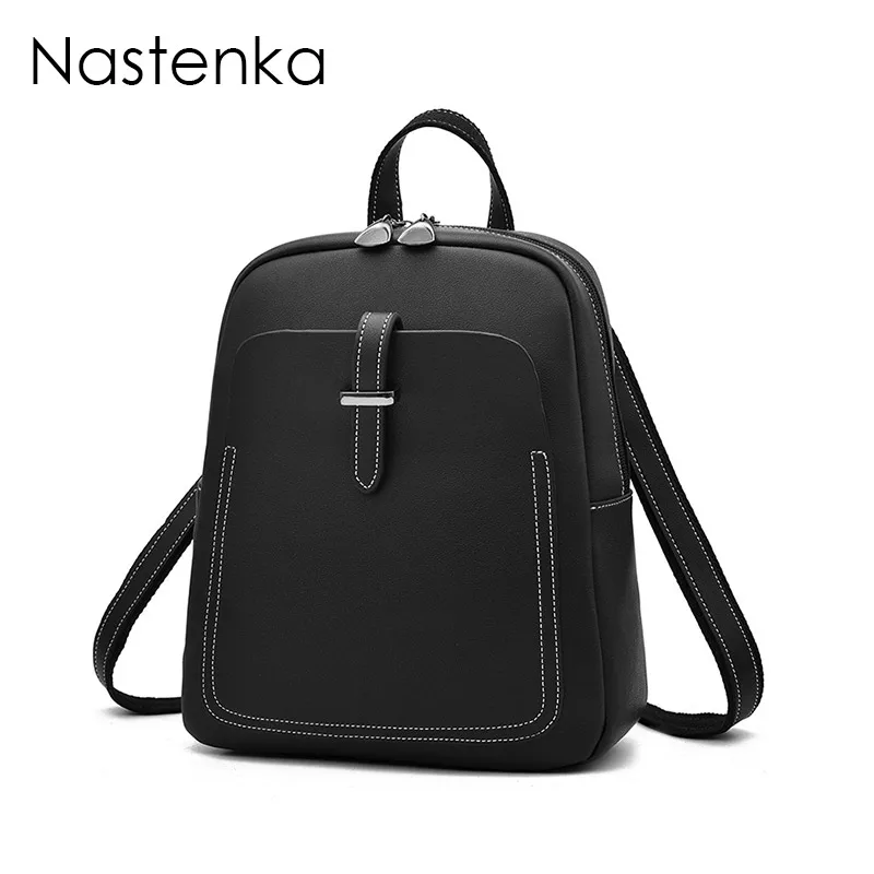 Nastenka Women PU Leather Backpacks For Teenager Girls Backpack School Bags Mochila Feminina Luxury Backpack Women Bags Designer mini backpacks women laser cute plush kawaii unicorn bagpacks pu leather hologram teenager girls school bags back pack mochila