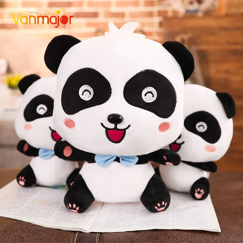 Vanmajor 20/28/40CM Cute Panda Plush Toys Hobbies Cartoon Panda Stuffed Toy Dolls For Children Boys Baby Birthday Christmas Gift