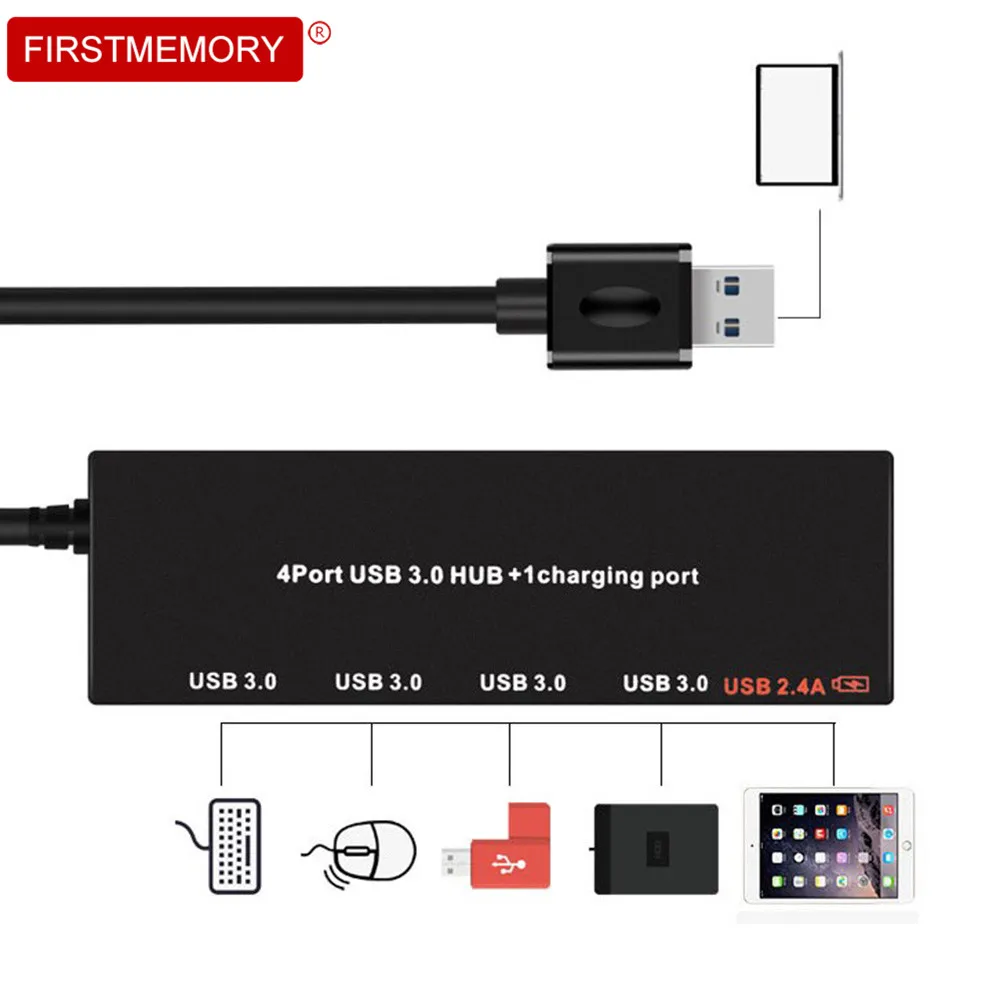 4 Порты USB 3,0 хаб адаптер Внешний сплиттер с зарядка через usb Интерфейс DC Мощность для портативных ПК компьютер настольный аксессуары