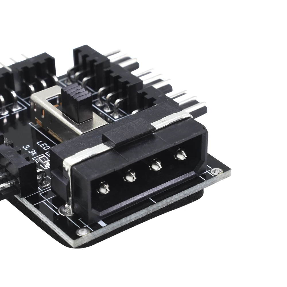 TISHRIC 1 to 8 3Pin 12V Fans Hub Splitter PC Computer Pwm Cable 4Pin Molex Cooler Cooling Speed Controller Adapter For Mining
