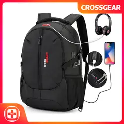 CROSSGEAR Бизнес рюкзак для ноутбука, дорожная сумка ноутбук Anti Theft с зарядка через usb Порты и разъёмы, 15-дюймовый Водонепроницаемый школьная