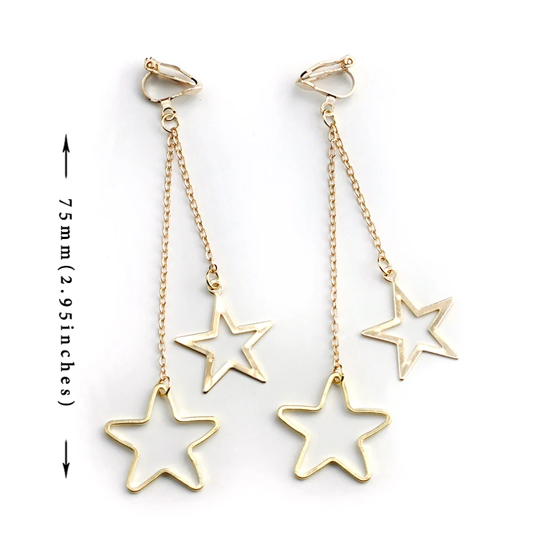 Metal Tassel Clip On Earrings Women