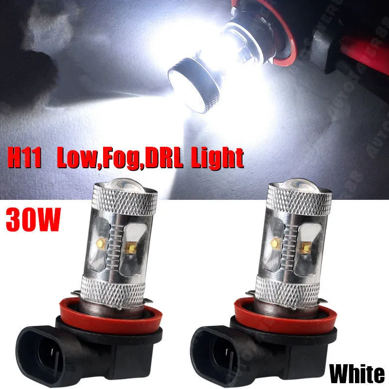 

2X H11 6000K White 30W High Power Fog/Driving DRL Daytime Running LED Light 12V