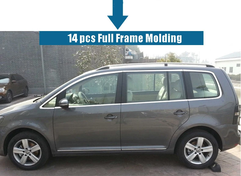 14 шт. нержавеющая сталь дверь окно рама подоконник формовочная отделка для VW Touran 2008-2013
