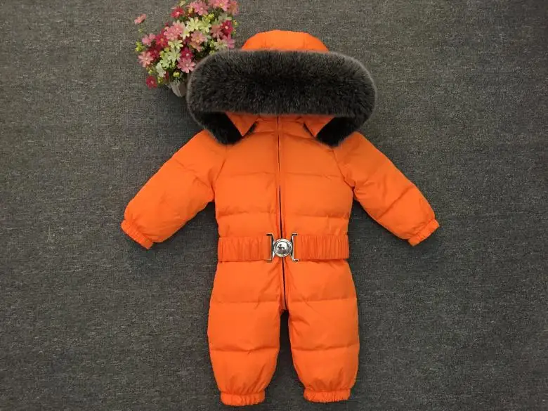 Newborn Winter Romper Baby Snowsuit Infant Overcoat Kids Snow Wear Jumpsuit Duck Down Coatton Liner Child New Year Costumes - Color: orange new