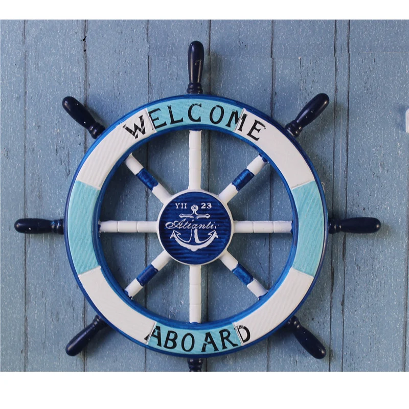 Welcome Aboard Painted Wooden Ship Wheel Helm Nautical ...