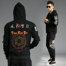 Новые модные спортивные костюмы с капюшоном, мужские комплекты из двух предметов, толстовка+ штаны для бега, Цветочная вышивка, 3D принты, мужская спортивная одежда, толстовки