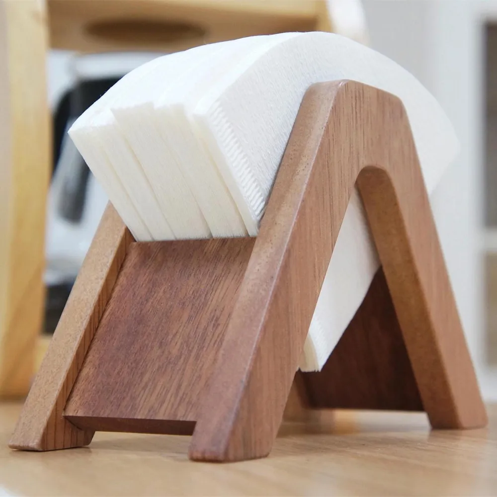 Wooden Coffee Filter Paper Holder Coffee Paper Dispenser Rack Storage