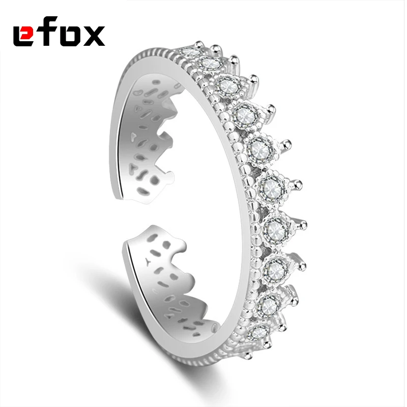 

Luxury Inlaid AAA Zircon Ring Temperament Women 925 Sterling Silver Jewelry Roman Crown Rings Fashion Simple Jewelry