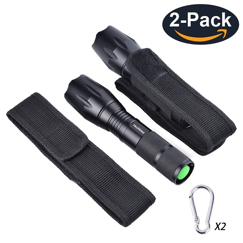 2Pcs Portable Ultra Bright Handheld LED Tactical Flashlight with