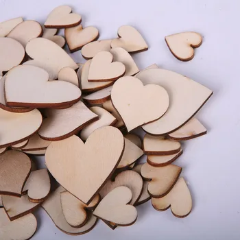 

100pcs/Bag Blank Unfinished Wooden Heart Crafts Supplies Laser Cut Rustic Wood Wedding Rings Ornaments DIY Children home decorat