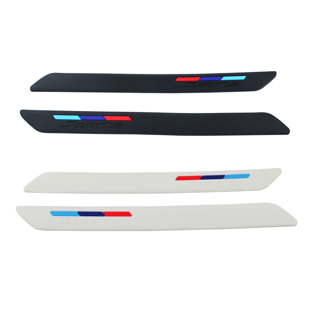 VR-Car Bumper Strip Protector Guard Corner Crash Trim Protection Door Guards Lip Deflector 2pcs Black White VR-FBL01