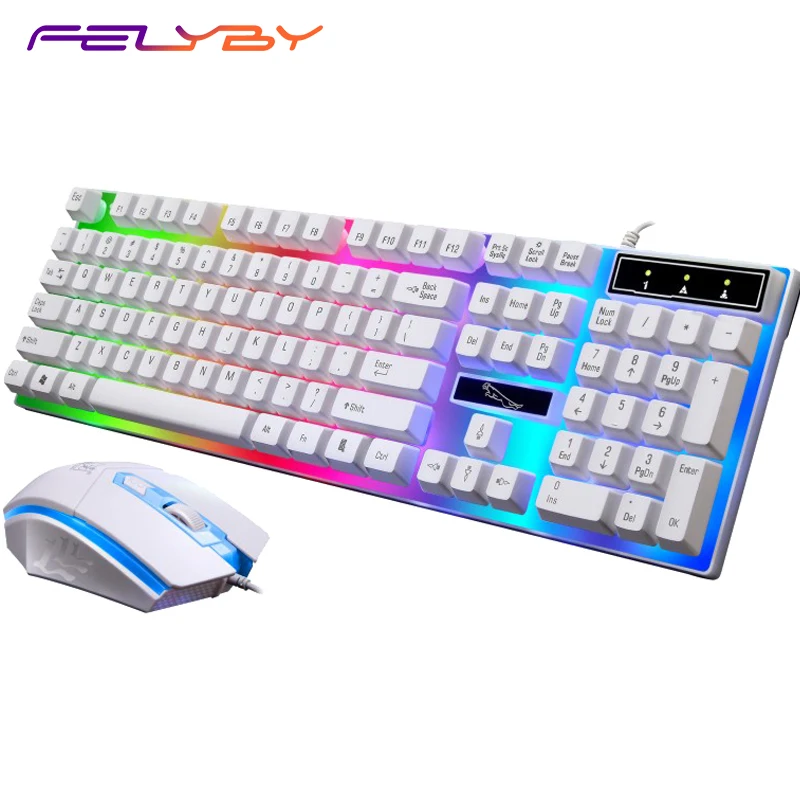 Best FELYBY G21 wired usb light mouse and keyboard set computer mechanical feel backlit keyboard and mouse set